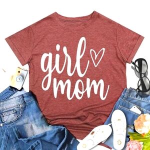Girl Mom Shirt Graphic Tees for Women Casual Tops Letter Print T Shirt